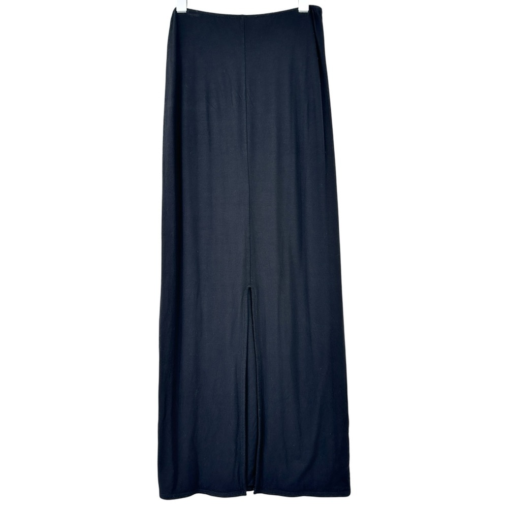 TROIS Kendall Skirt - Black Jersey Knit High Back Slit Midi Skirt sz S - Picture 4 of 12